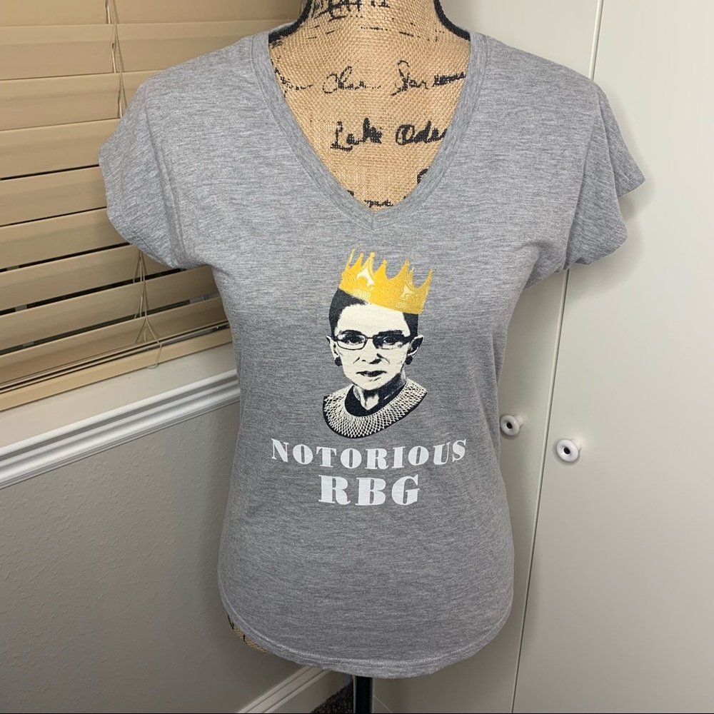 Anvil Notorious RBG Graphic V-Neck T-Shirt